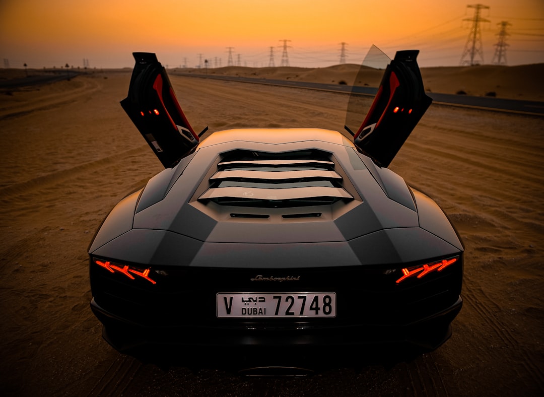 Sports car with Dubai license plate