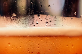 glass of beer with drops of water