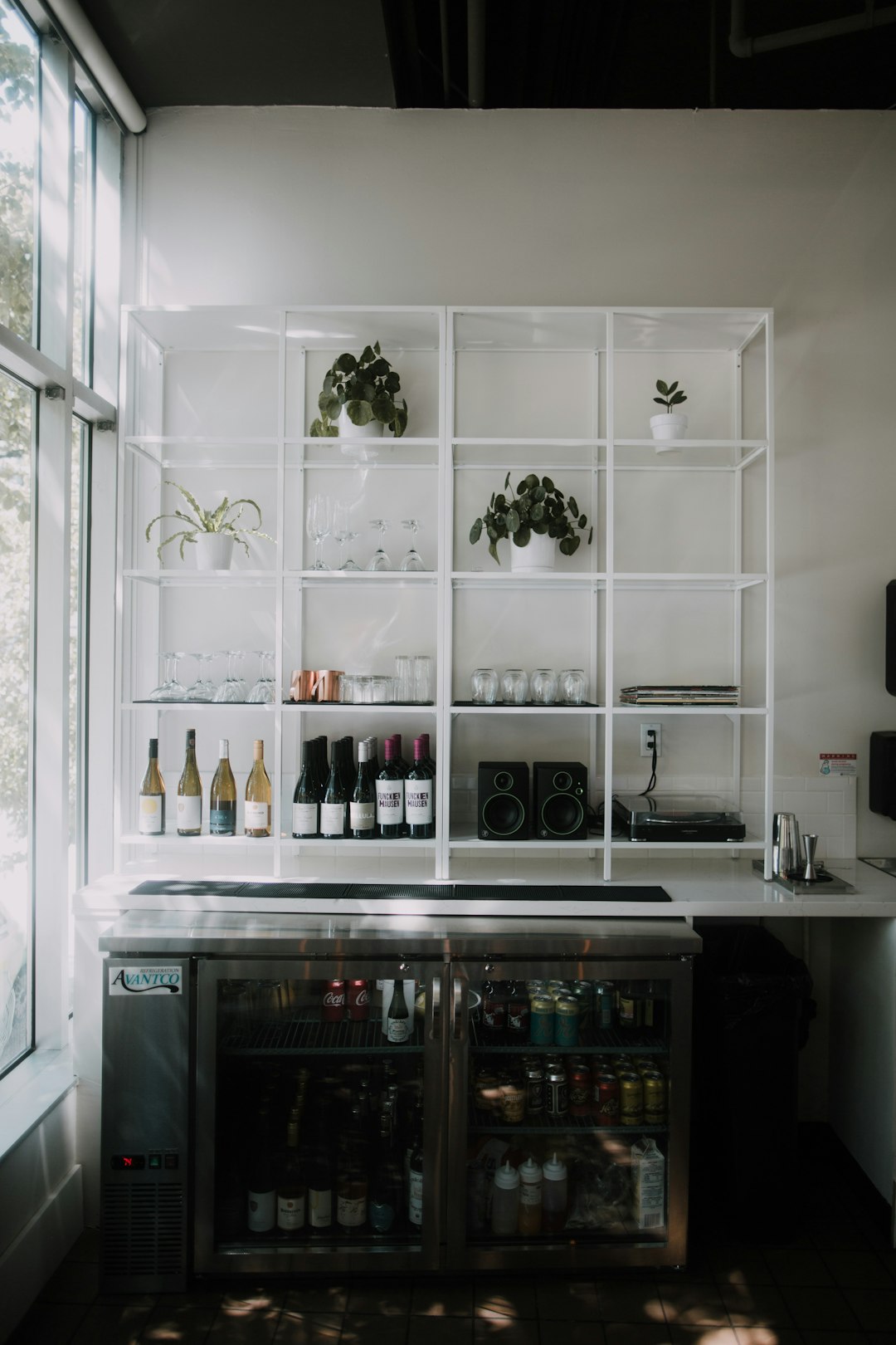 bottles on rack