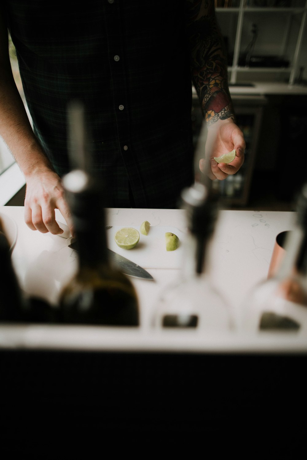 person slicing lemon