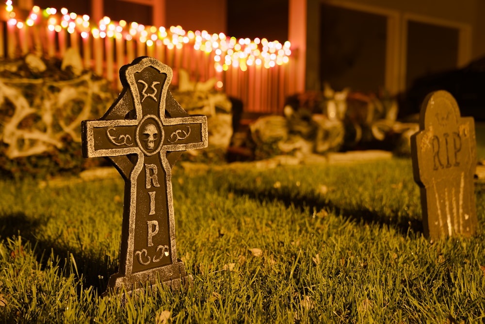 grey concrete cross plate at night