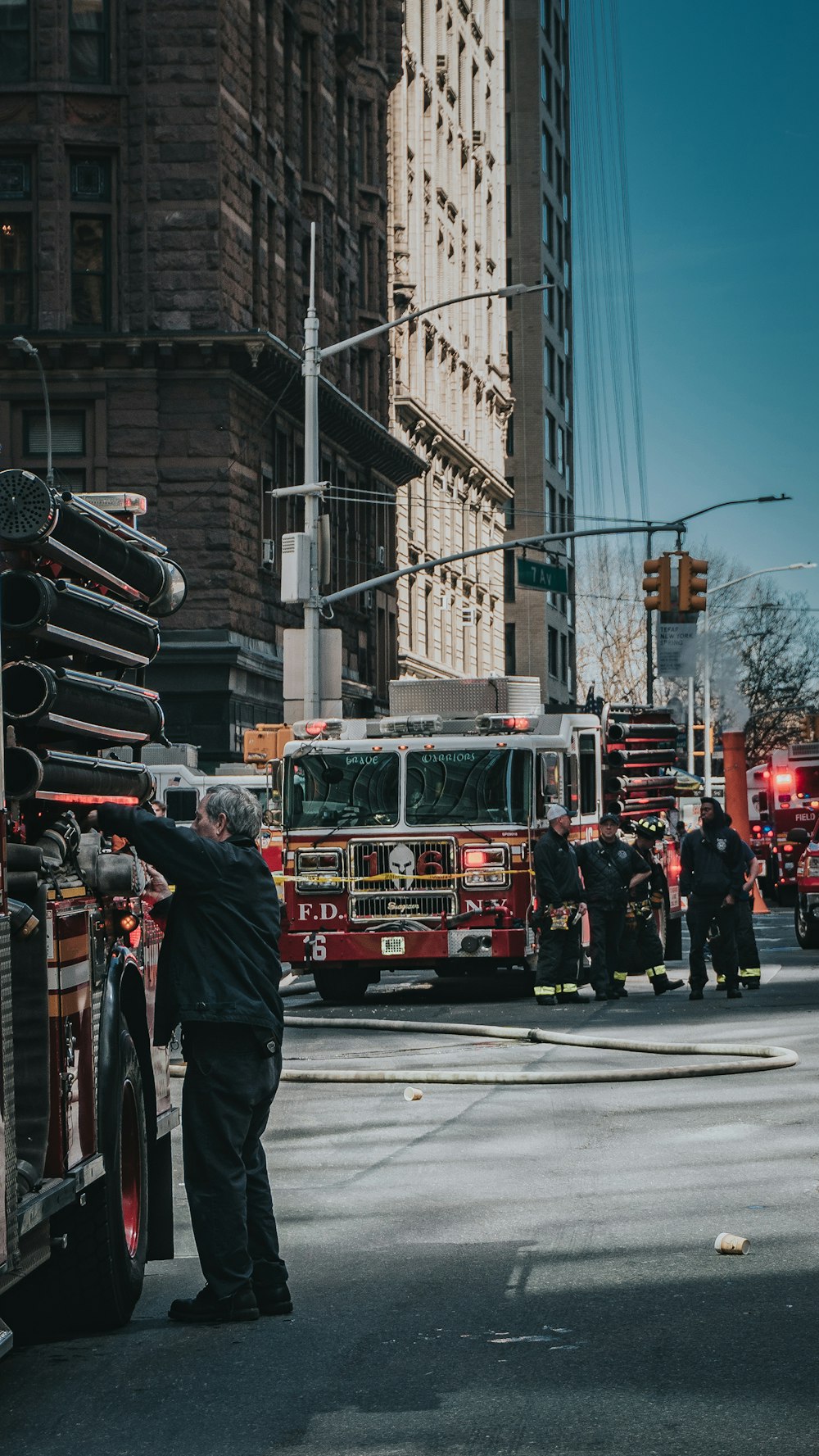 red and black fire truck