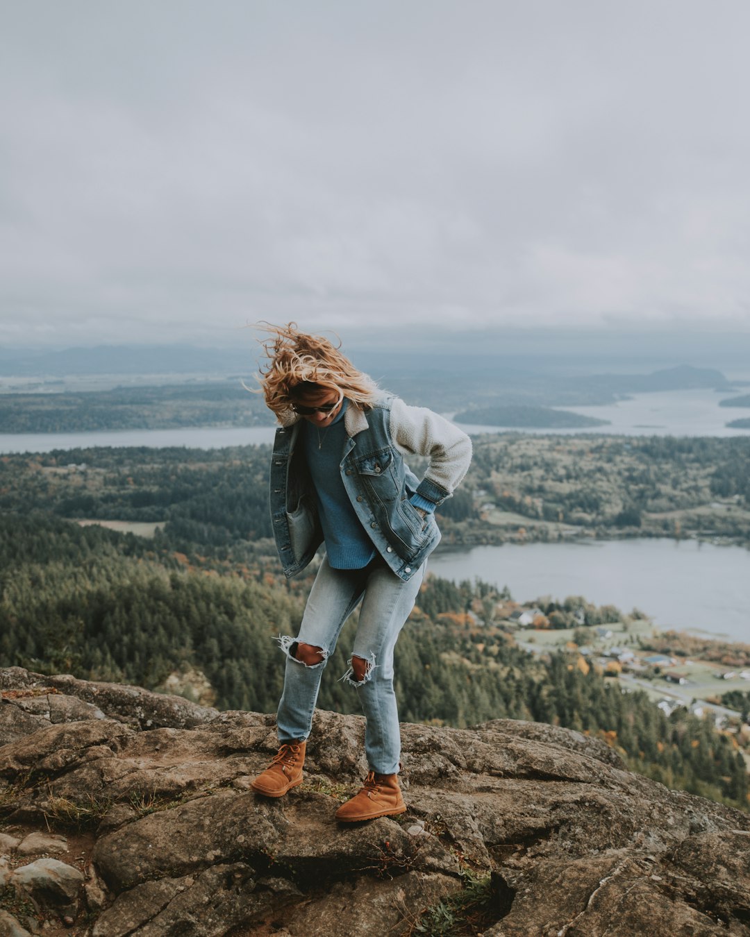 women's blue button-up jacket