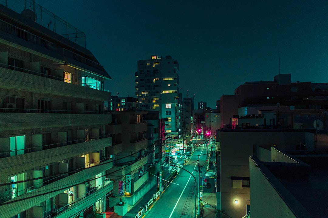Tokyo city at night with neon lights