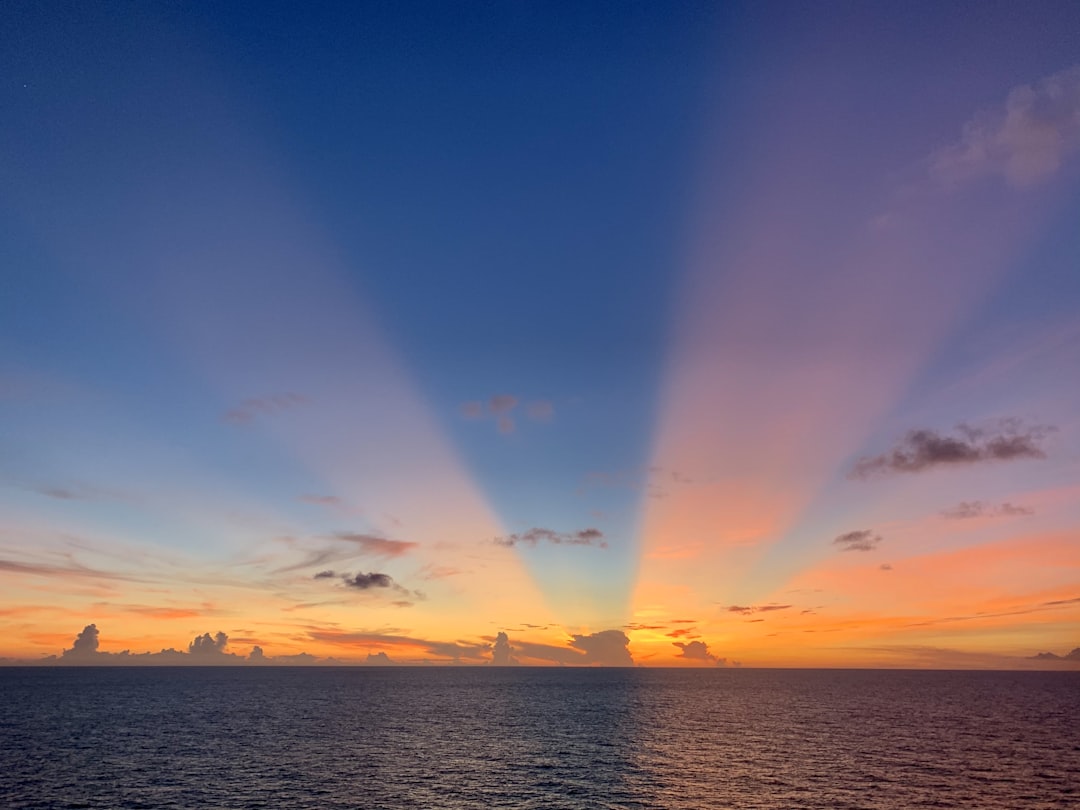 calm sea during golden hour, Sunset in the Caribbean Sea