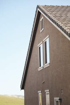 Wide shot of a modern stucco exterior on a residential home.
