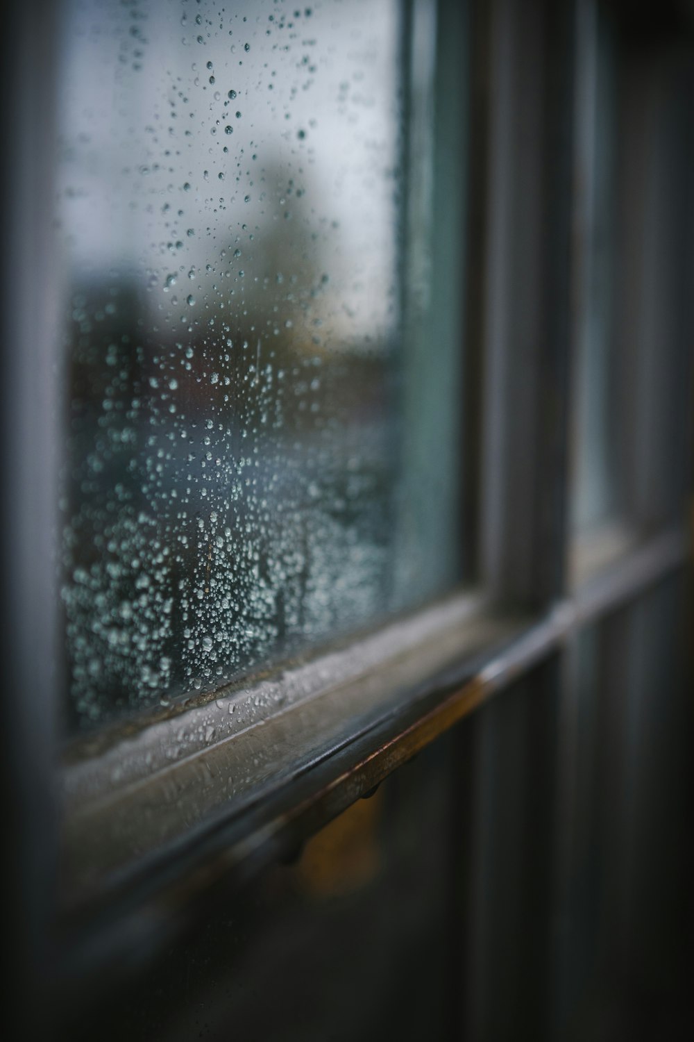 finestra in vetro trasparente con cornice grigia