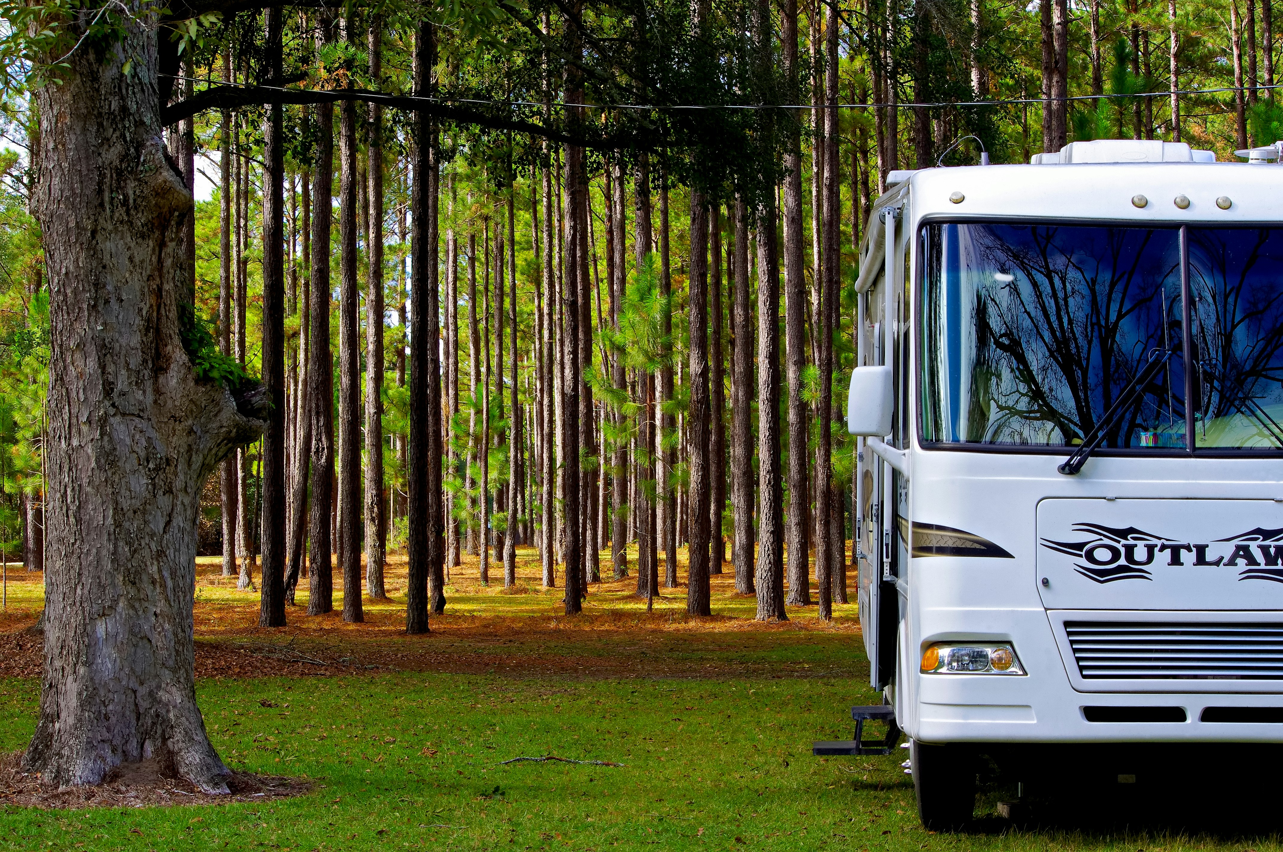 parked white RV