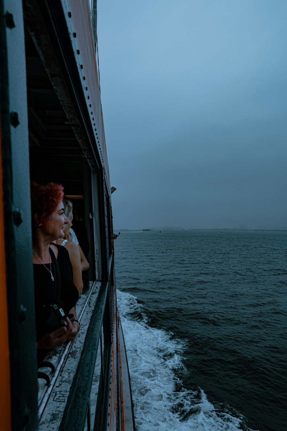 woman riding ship