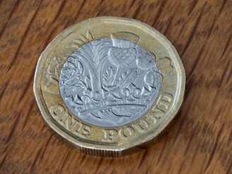 UK-One Pound-round silver-colored and gold-colored 1 pound coin