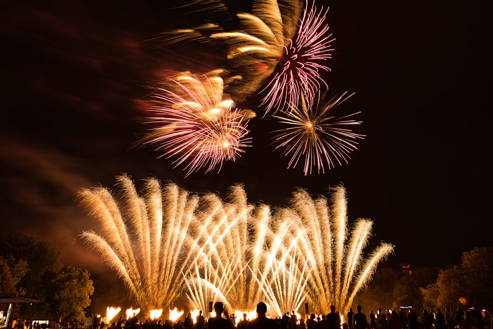 Fuegos artificiales durante la noche