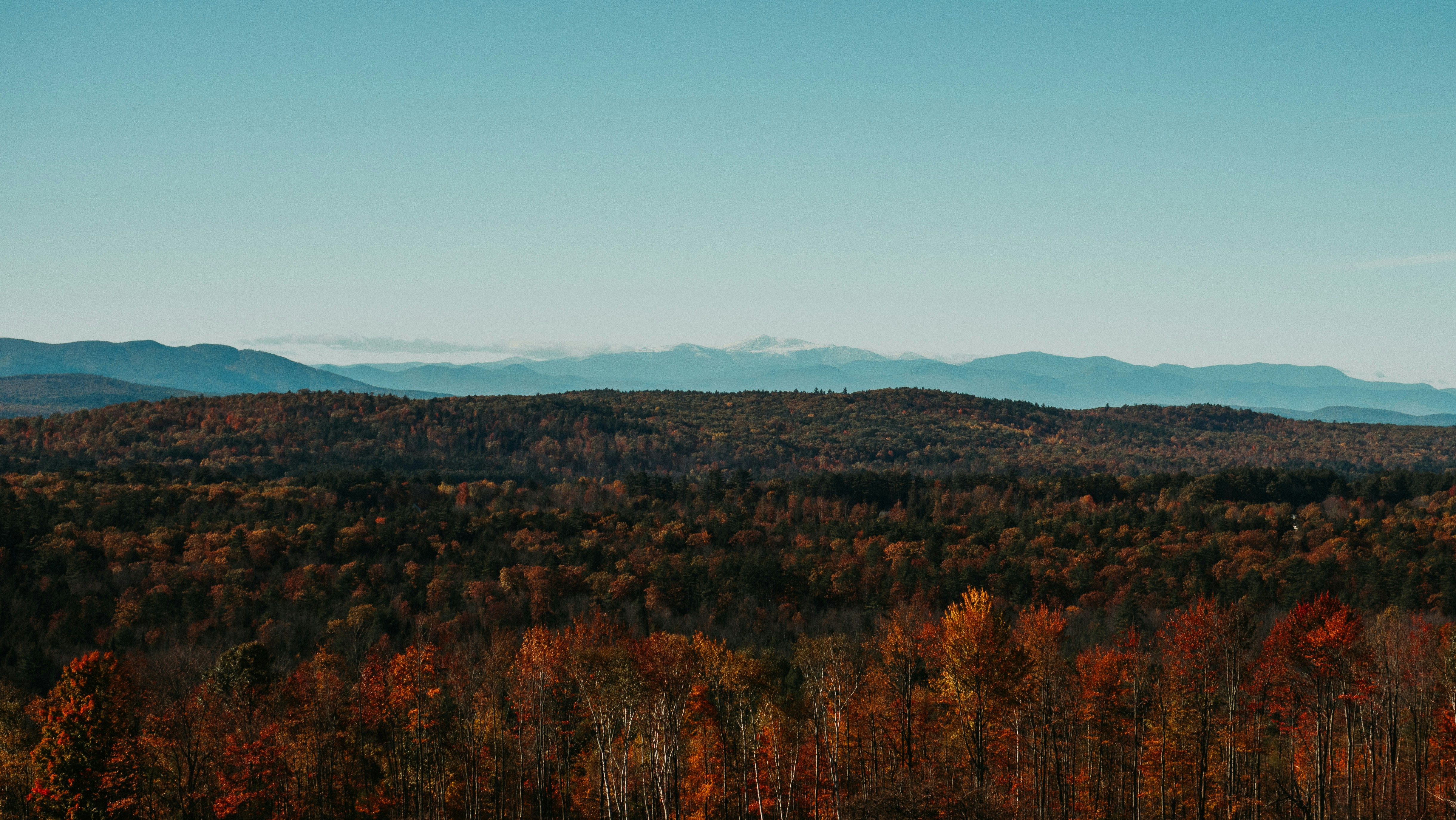 Maine Fall Foliage with Pleasant Mountain in Background