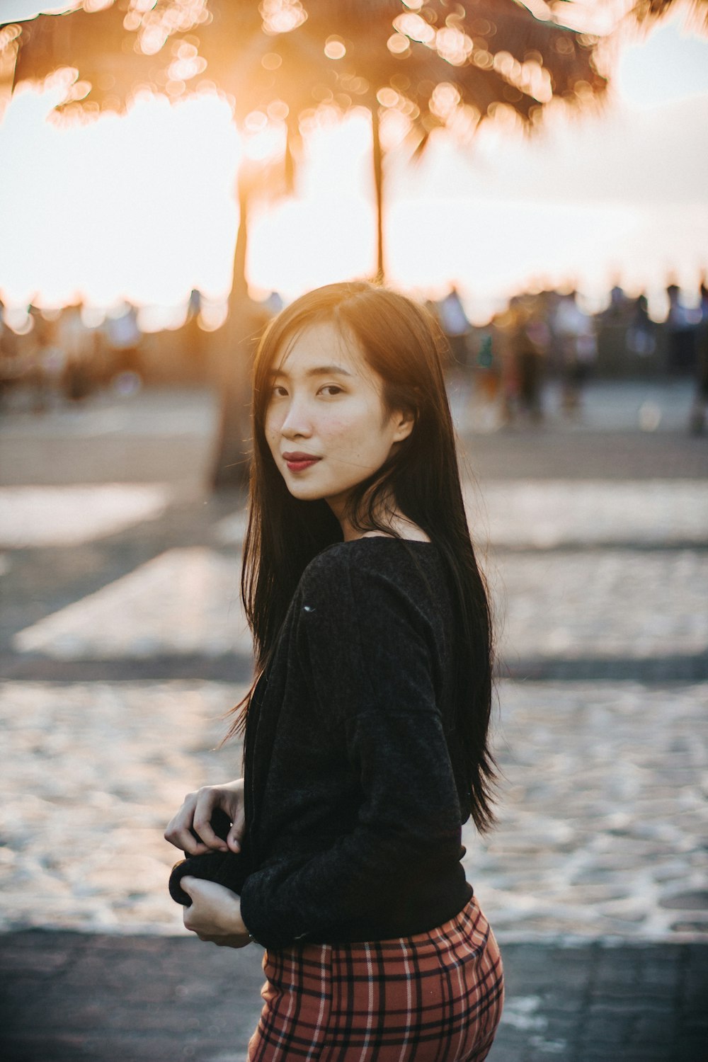 woman in black sweater