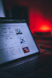 Close-up of a laptop screen displaying a dynamic social media campaign dashboard powered by AI.