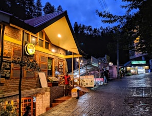 wooden house during sunset