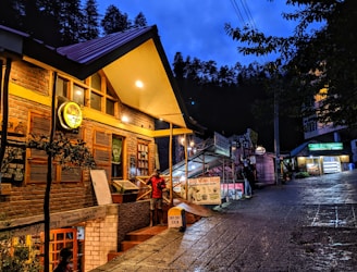 wooden house during sunset