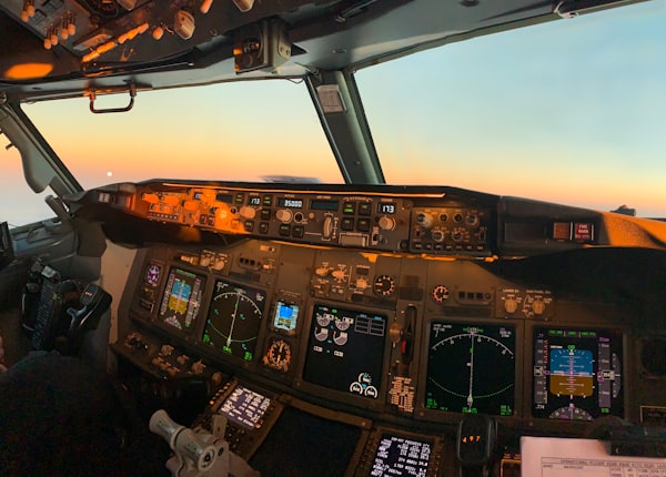 Commercial airliner cockpit