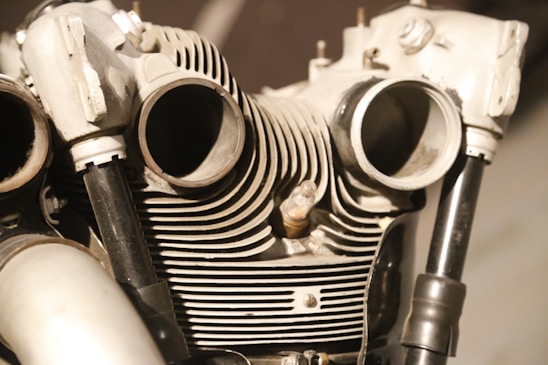 Close-up of a high-performance engine block with metallic textures and intricate details.