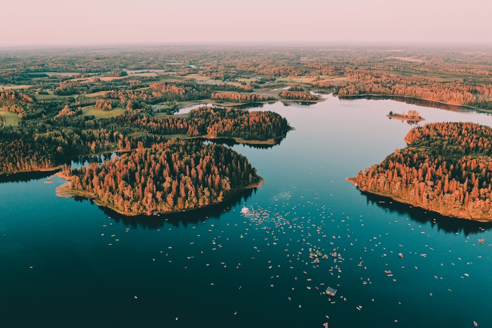 aerial view of islands and body of water