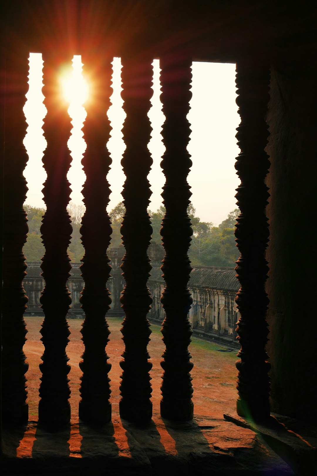 silhouette of concrete pillars