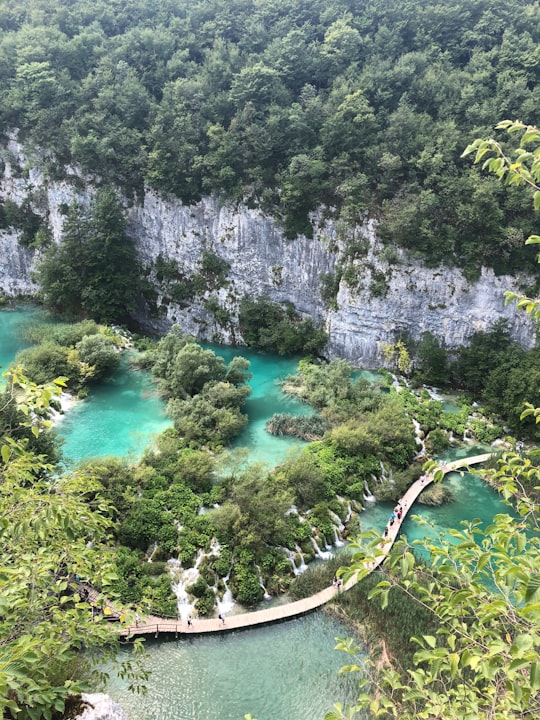 river near cliff in Plitvice Lakes National Park Croatia
