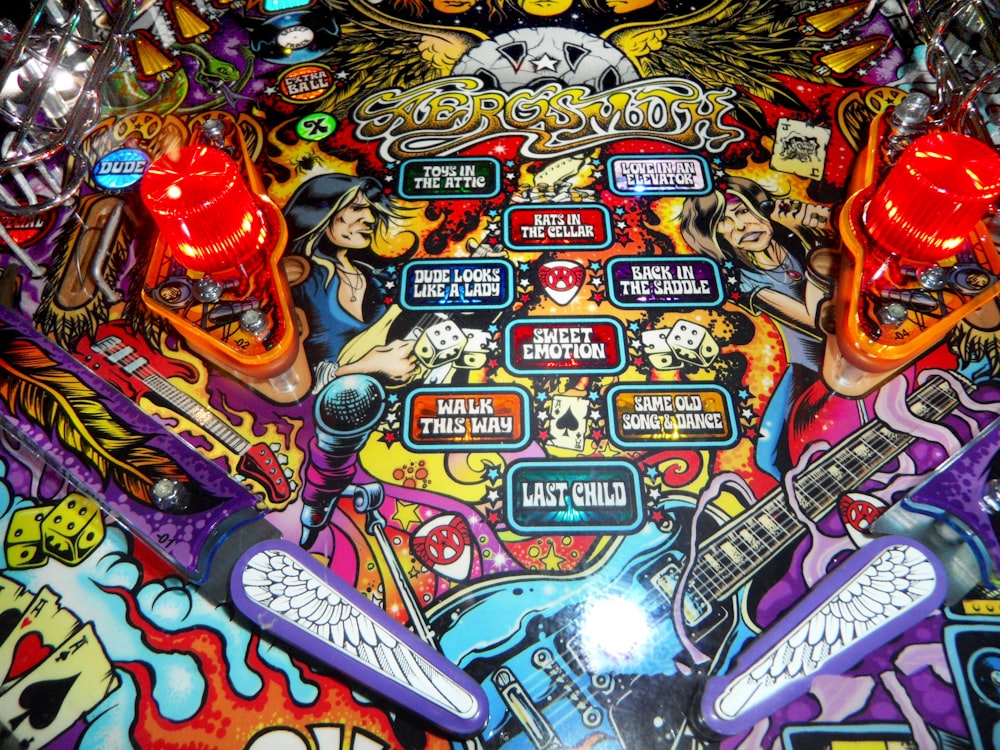 assorted-colored pinball machine