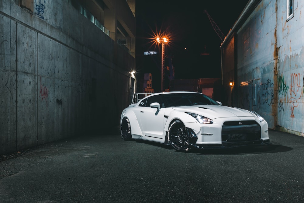 white Nissan GTR Skyline coupe