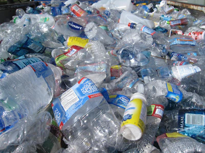 A close-up of colorful plastic waste sorted and ready for recycling.