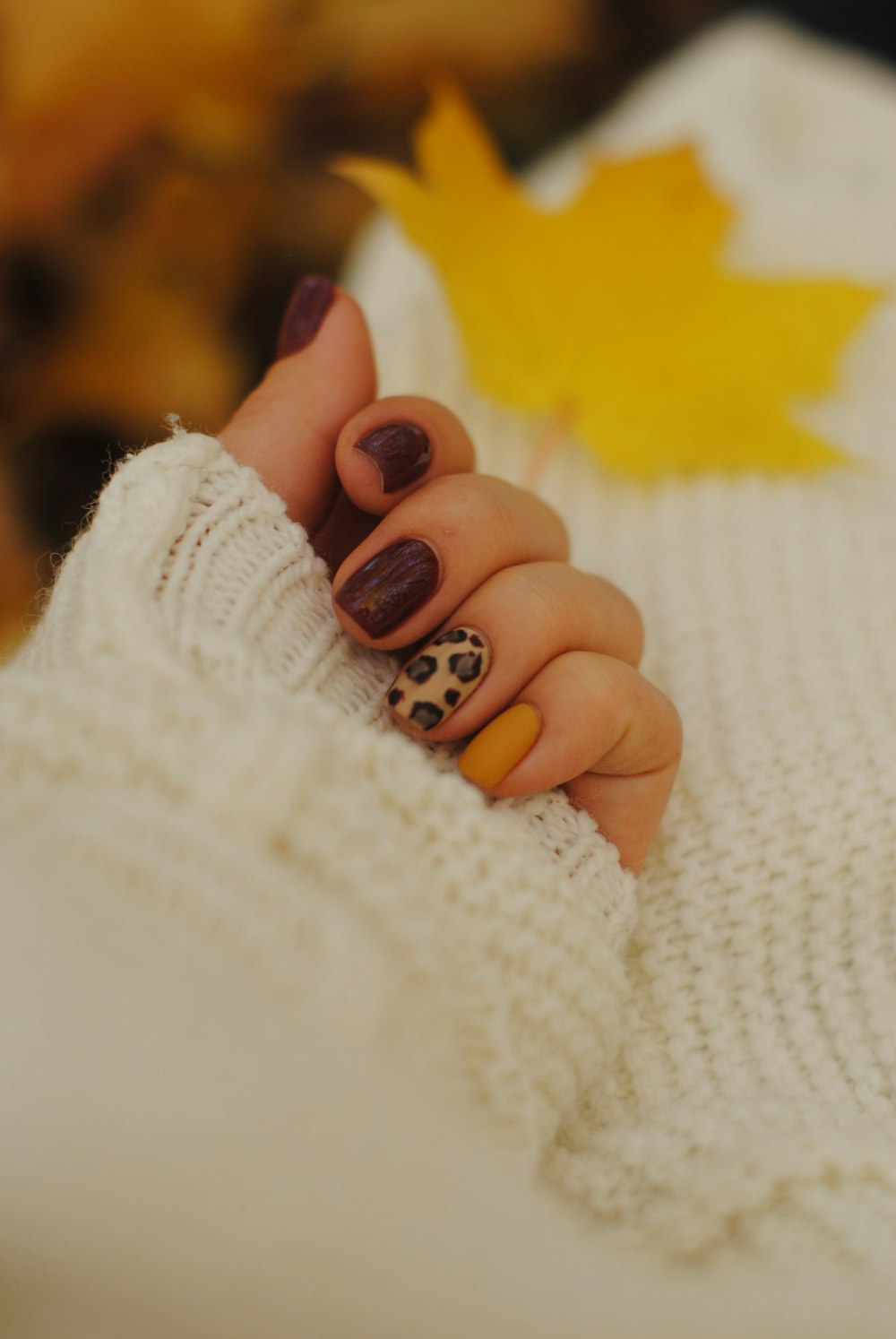 left human hand with black manicure