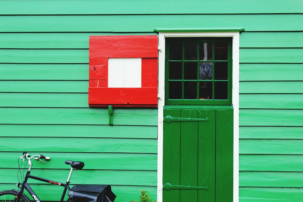 green metal door