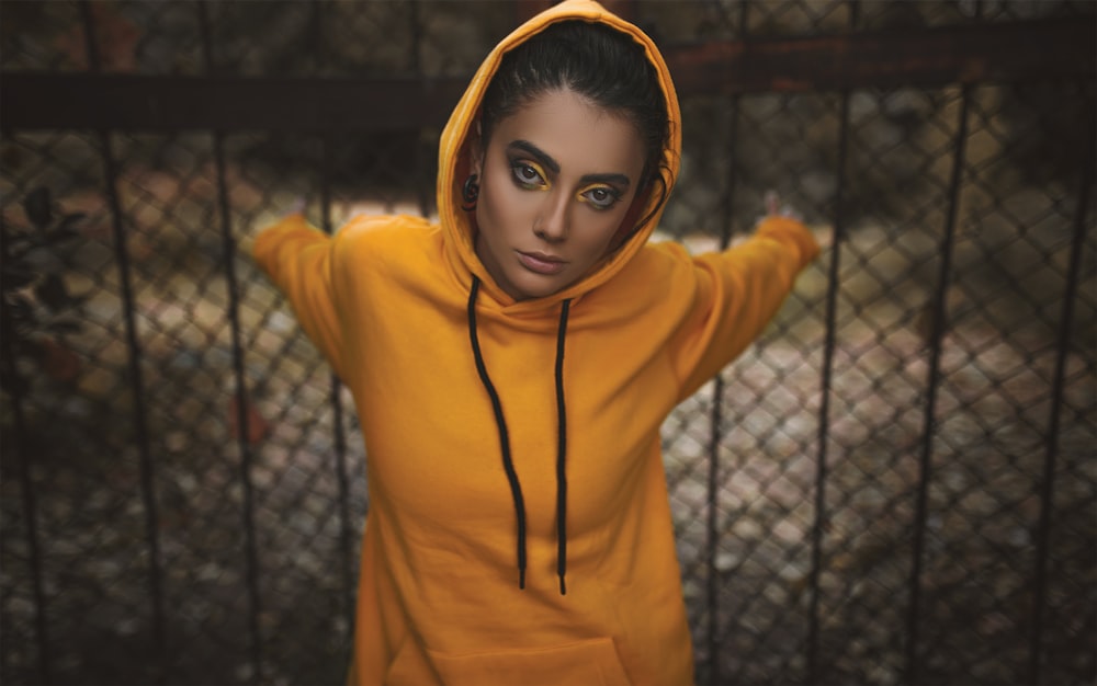 women's orange zip-up hoodie