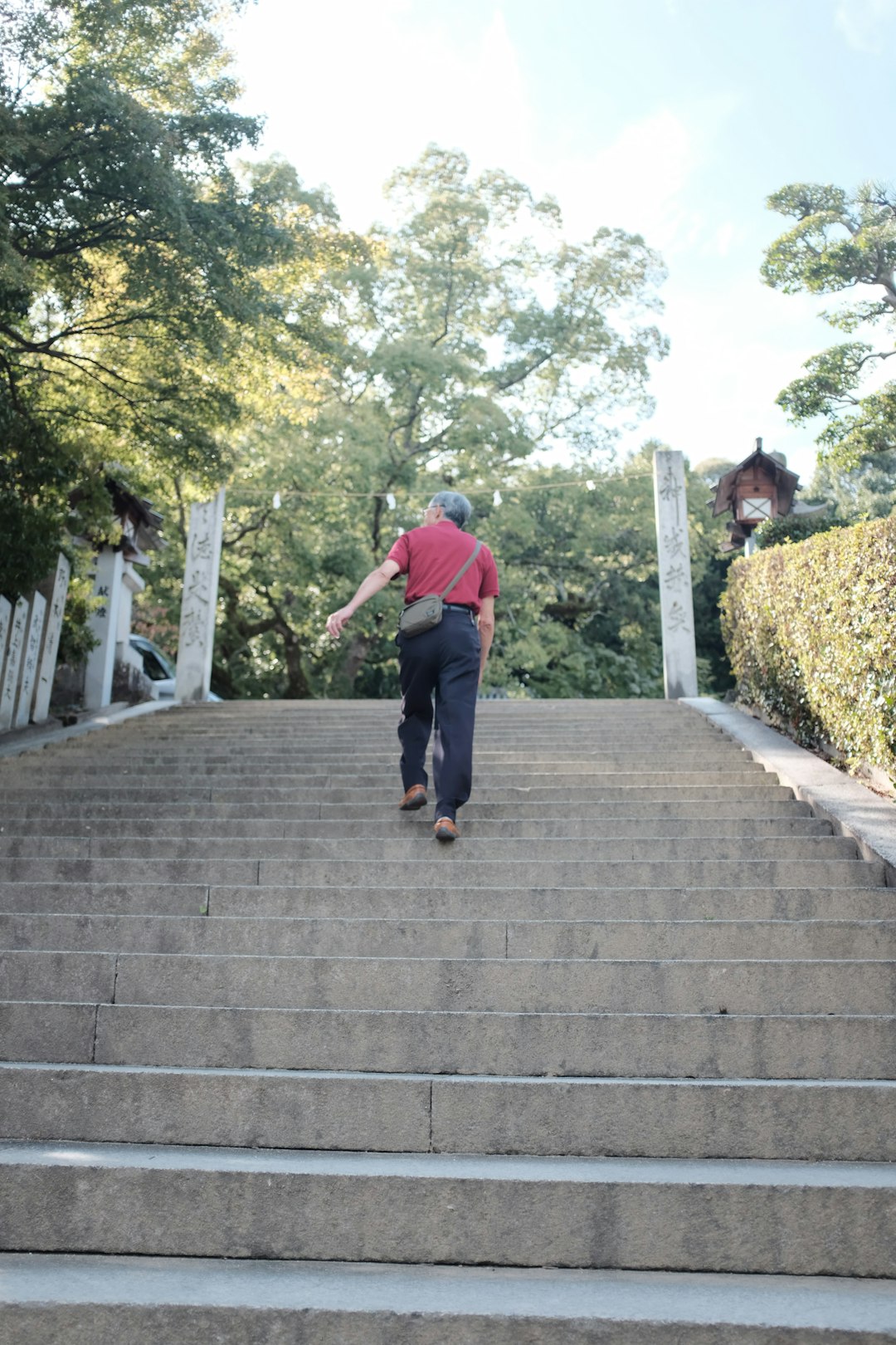 man walking on stairs