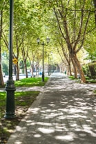 black street post lamp