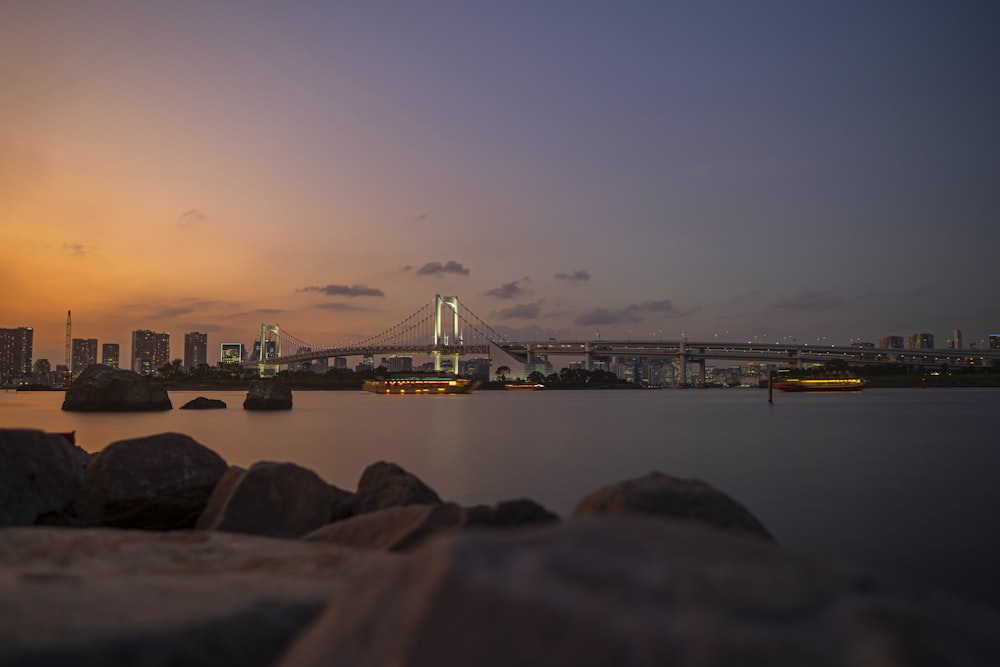 cable-stayed bridge at night