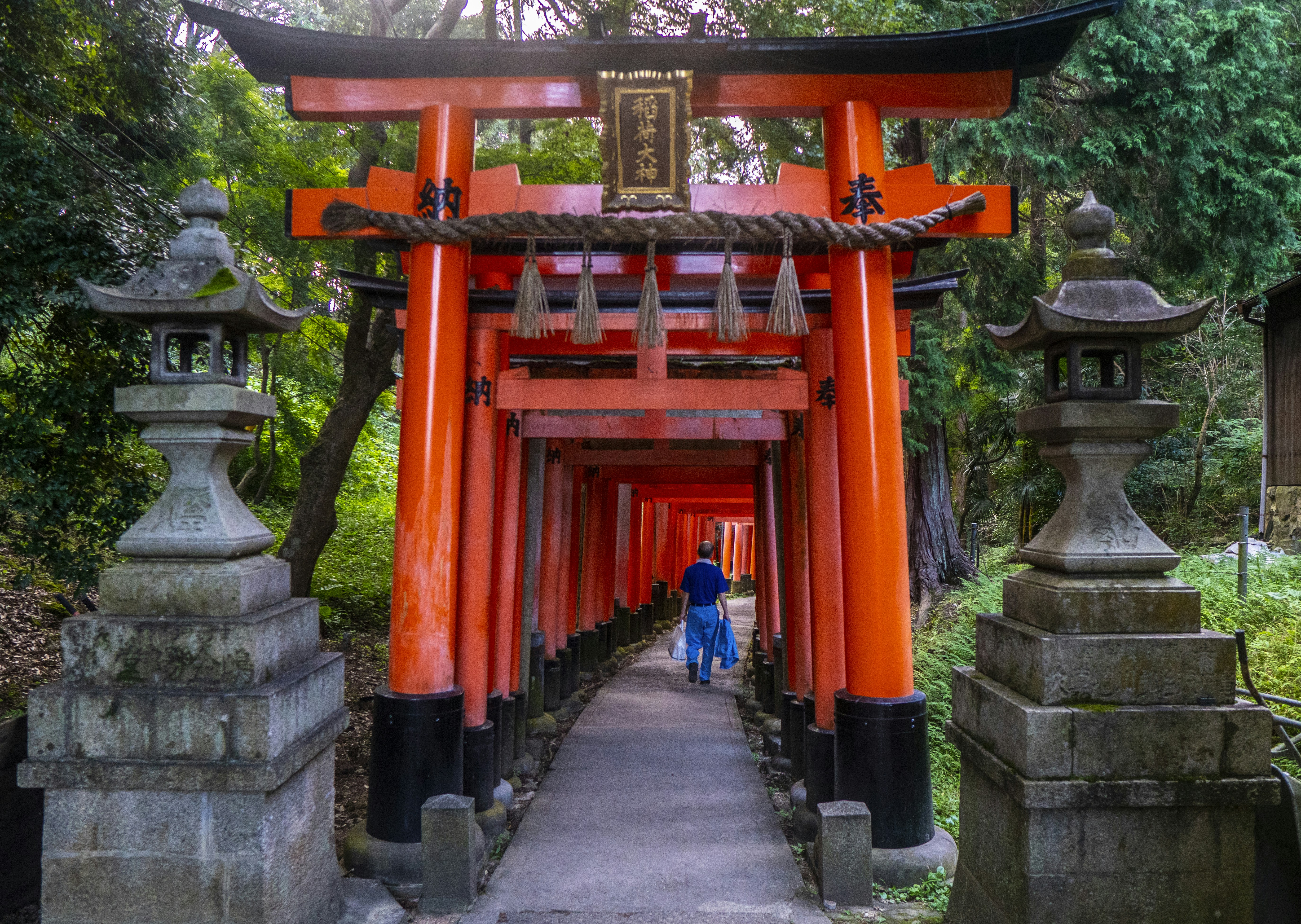 red and black wooden gates