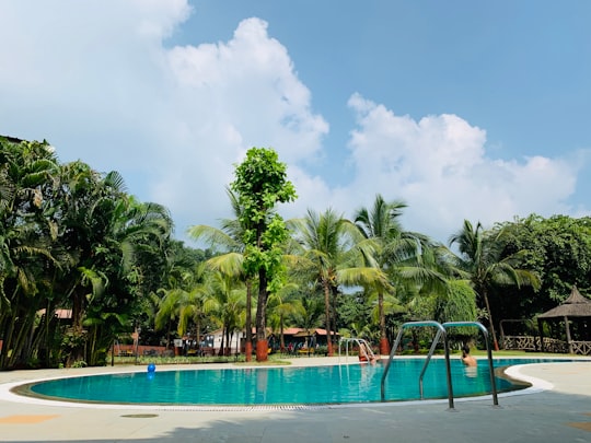 swimming pool near trees and gazebos in Panvel India