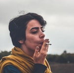 woman smoking cigarette