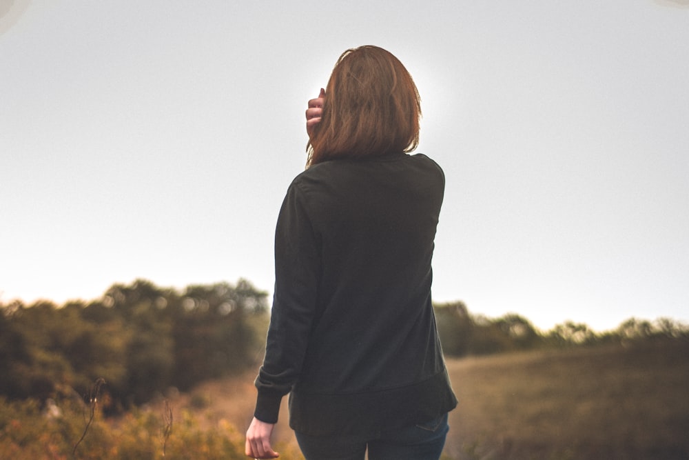 woman in black jacket