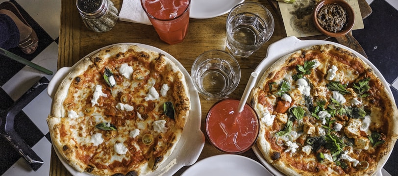 pizza on white ceramic plate