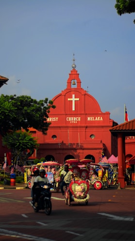 red cathedral under blue sky