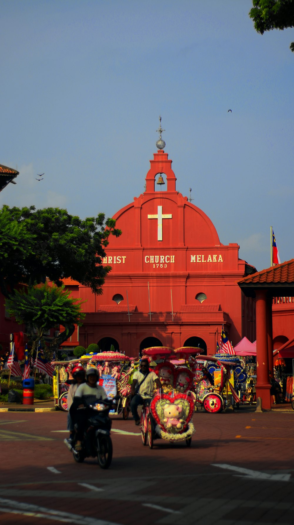 red cathedral under blue sky