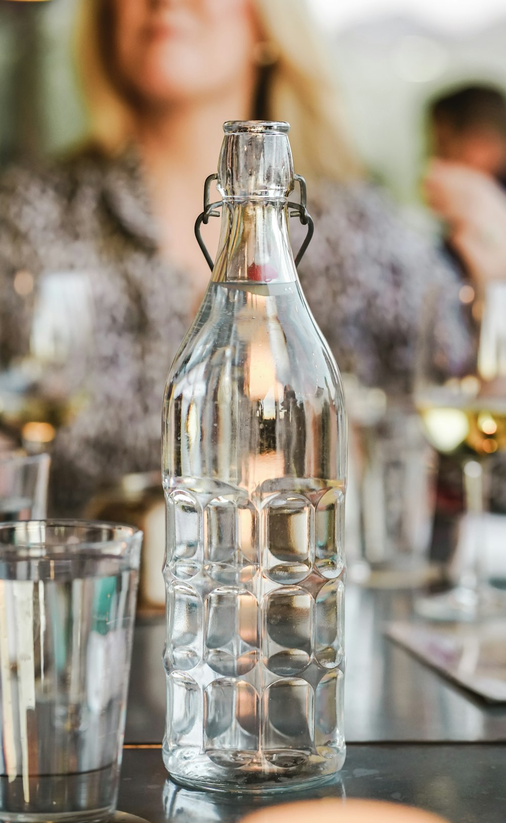 clear glass bottle