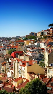 Scenic view of Tirana city center with colorful buildings and lively streets.