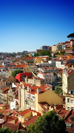 Scenic view of Tirana city center with colorful buildings and lively streets.