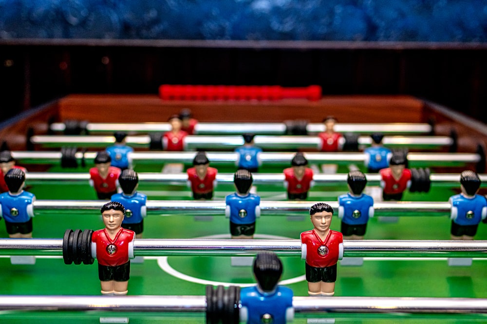 multicolored foosball table