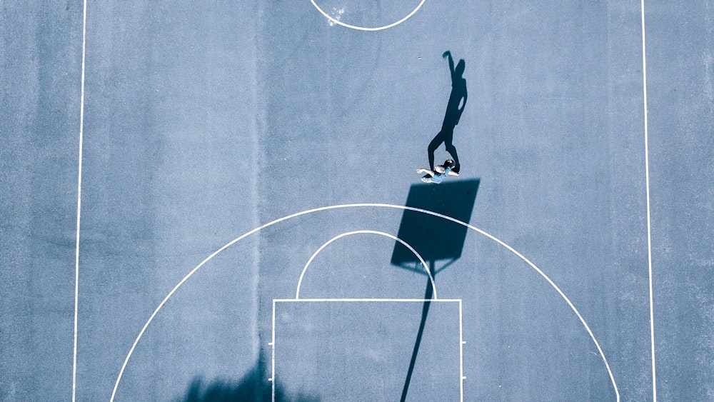 birds eye view photo of basketball court