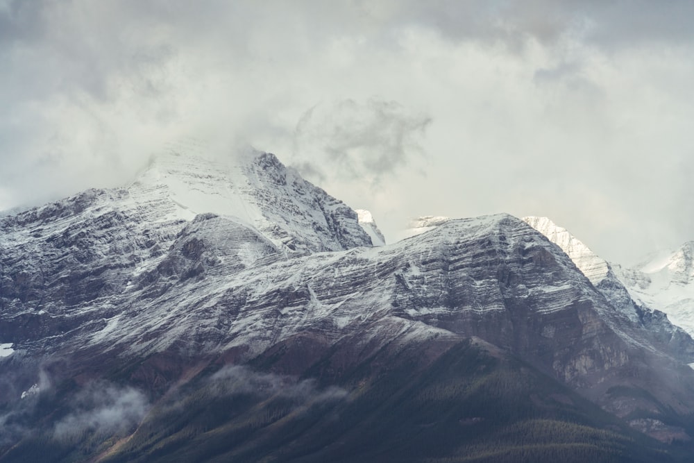 mountain covered with snow during daytime