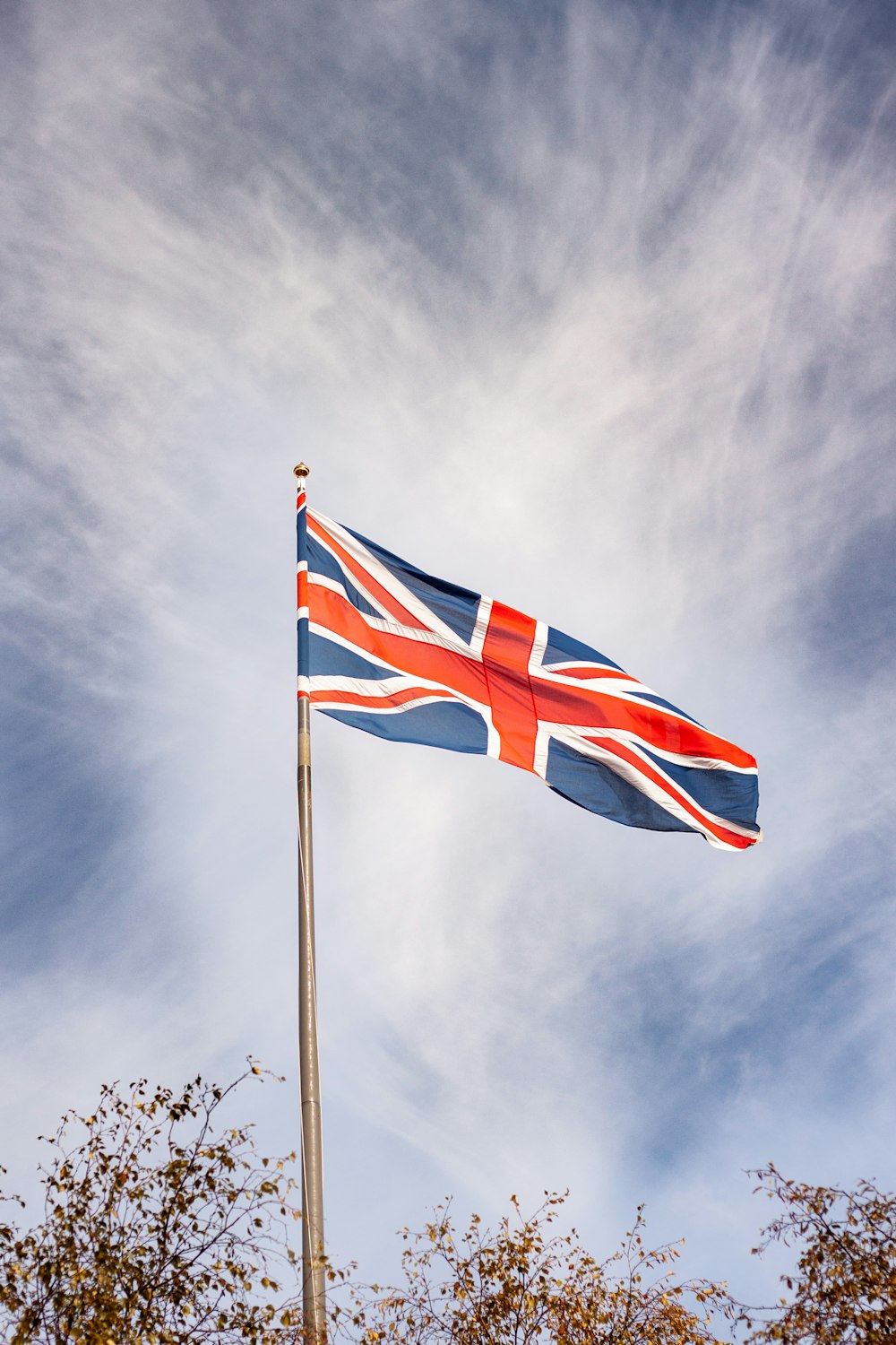 waving flag of UK on pole