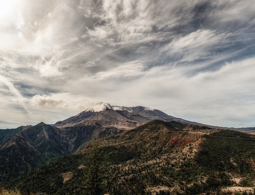 gray and white mountain painting