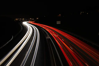 light streaks of vehicles on road